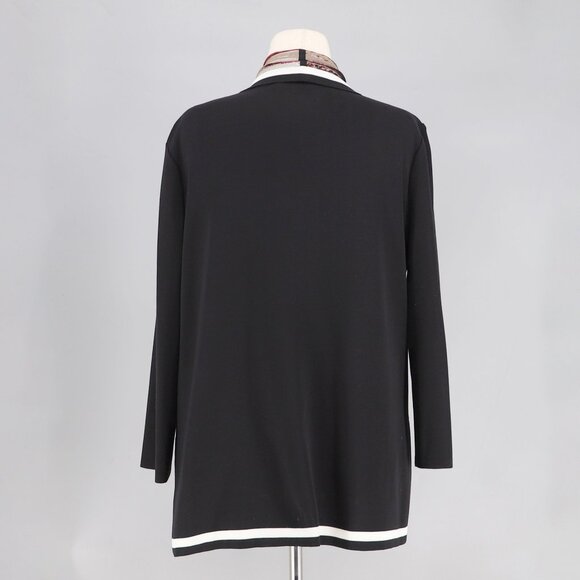 MISOOK Abstract Duster Cardigan Stretch Knit Open Front Black Pink Size L - Picture 4 of 6